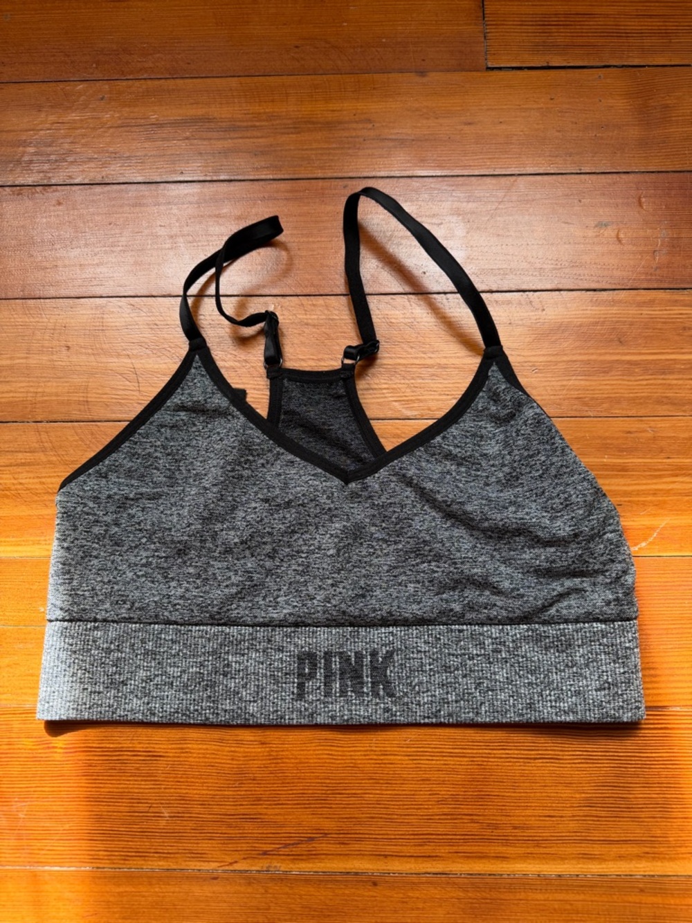 PINK Victoria's Secret Heather Gray Seamless Bralette with Black Trim